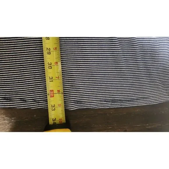 COMFY USA Stretch Striped Navy Blue White Casual Tee Dress Large Artsy Relaxed - Picture 7 of 9